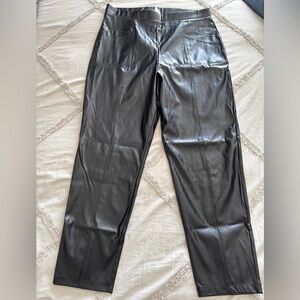 H by Halston Size Large Vegan Leather Pull - On Seamed Pants